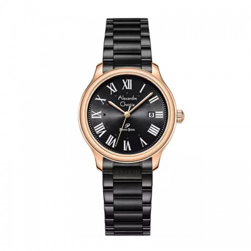 Alexandre Christie AC 1042 Rosegold Black Steel Lady LDFBRBA